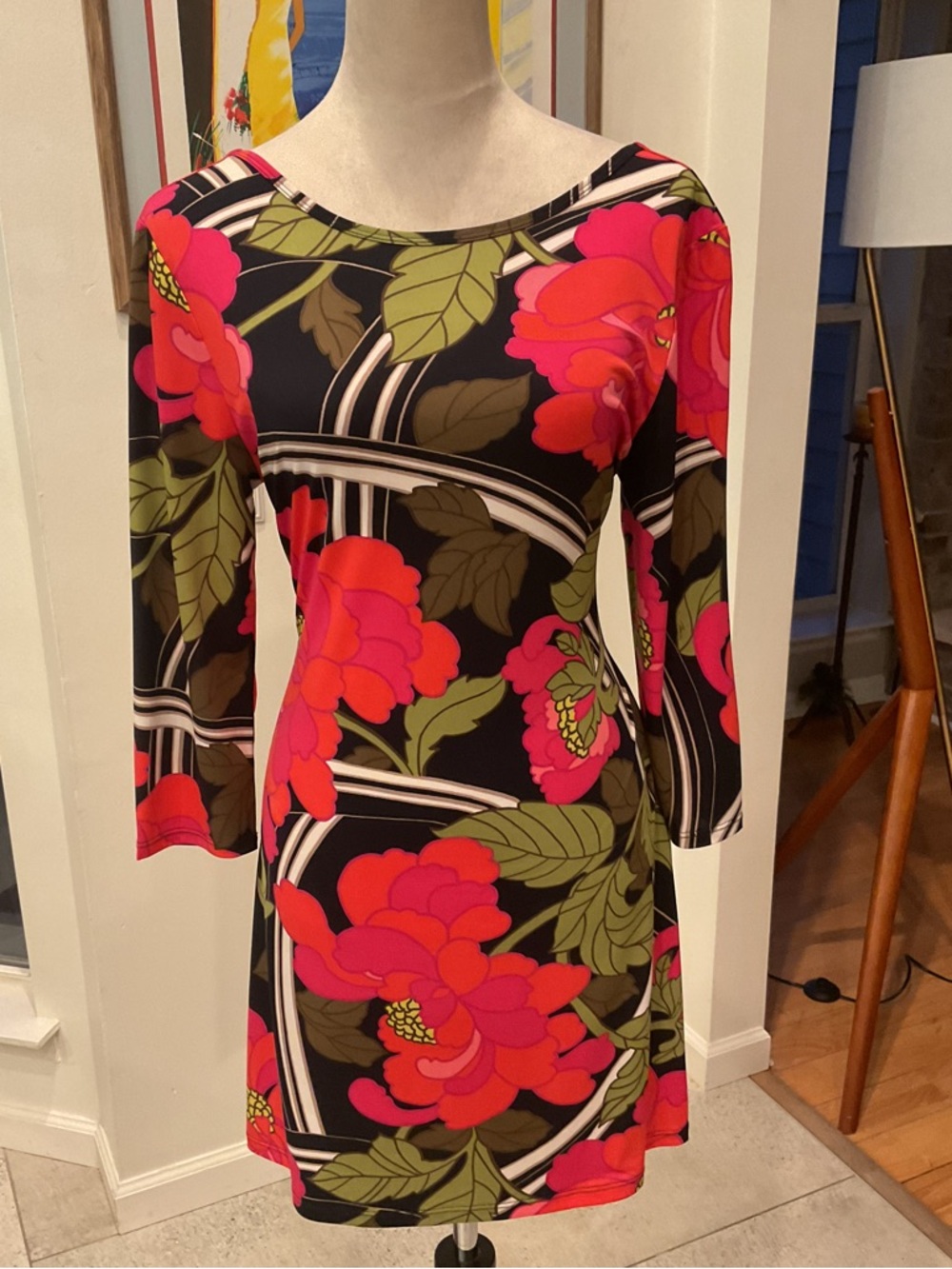 Trina Turk Floral Long-Sleeve Shift Dress